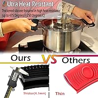 Vista 3 de 2 pares de fundas de mango auxiliar de olla de hierro fundido con alta resistencia al calor, funda de mango de sartén de silicona antideslizante