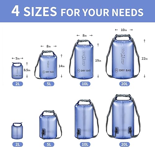 Miniatura 8 de Bolsa seca impermeable  Bolsa de almacenamiento transparente con parte superior enrollable, 2L5L10L20L, adecuada para viajes, natación, kayak,