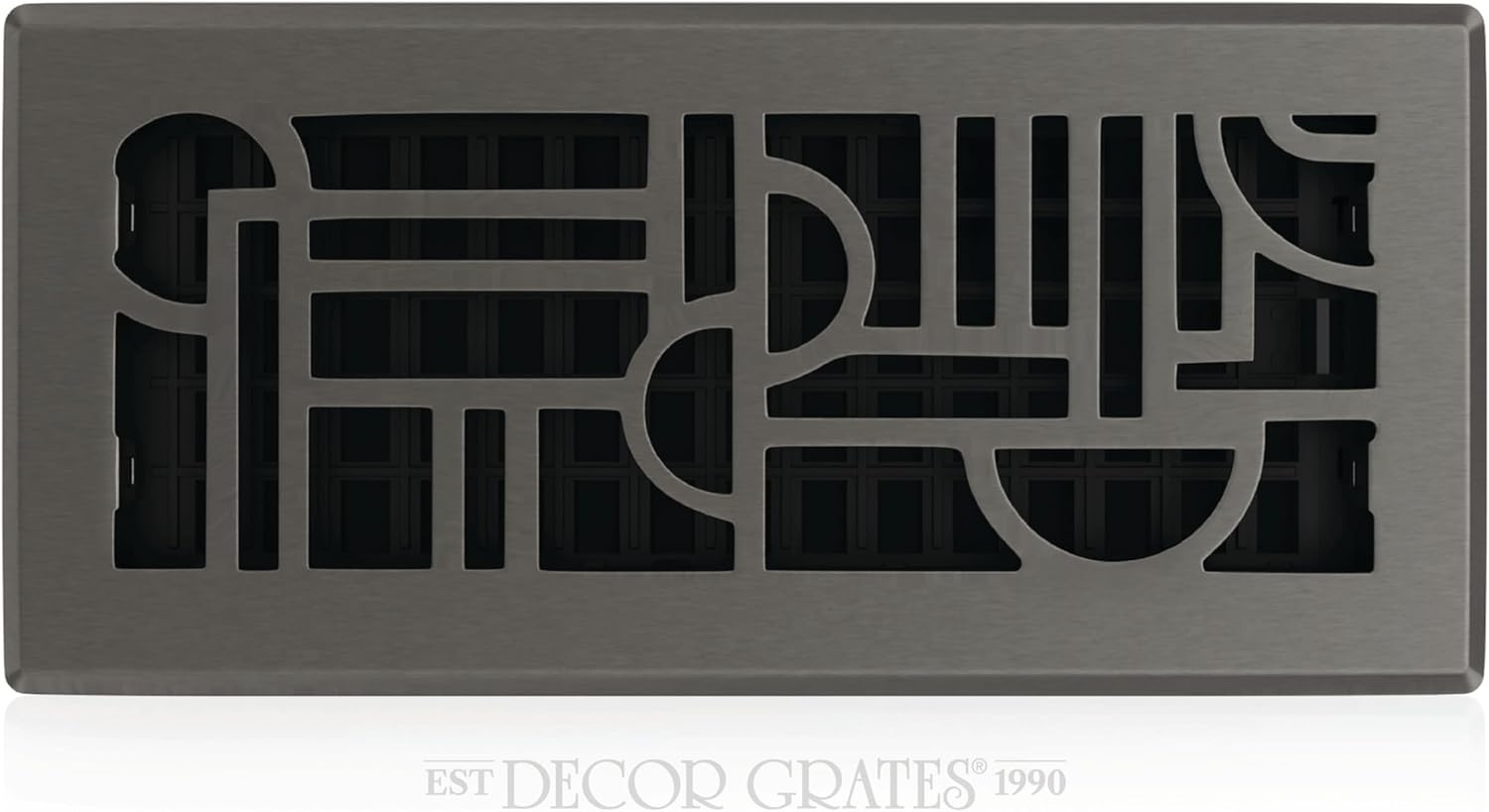 Decor Grates ADH410-GM Art Deco Floor Register, 4x10 Inches, Gun Metal, 1 Pack