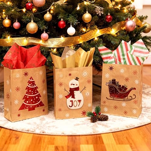 Miniatura 4 de Bobobag 150 hojas de papel de seda de Navidad para bolsas de regalo, papel de regalo de 20 x 14 pulgadas para decoraciones navideñas, 8 diseños
