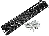 Vista 12 de X AUTOHAUX 40 piezas 14G J Bend 0.079 in bicicleta radios con pezones acero negro