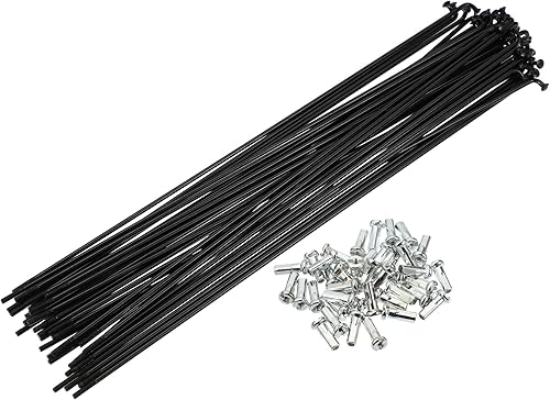 Miniatura 12 de X AUTOHAUX 40 piezas 14G J Bend 0.079 in bicicleta radios con pezones acero negro