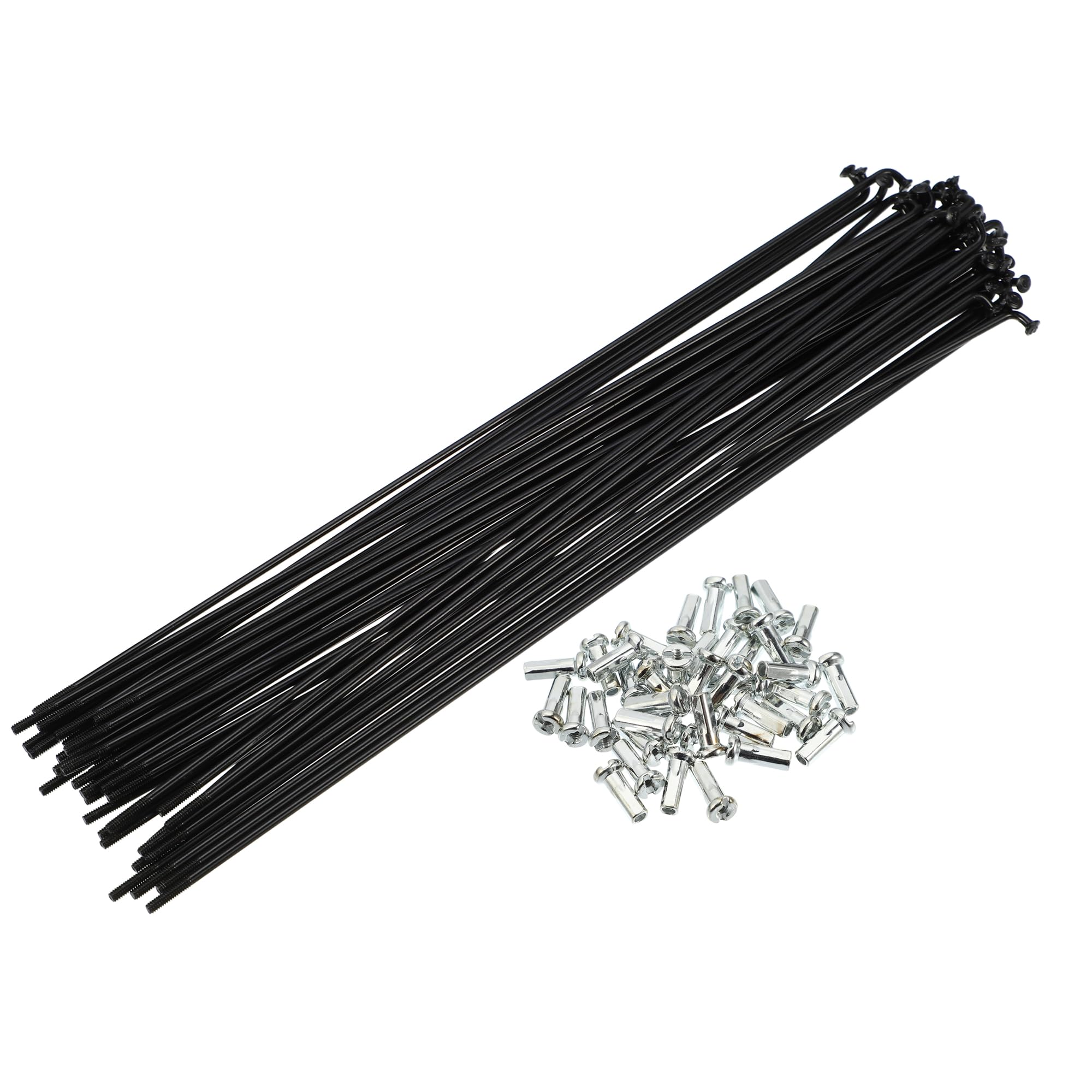 X AUTOHAUX 40 Pcs 14G J Bend 216mm Bike Bicycle Spokes with Nipples Black