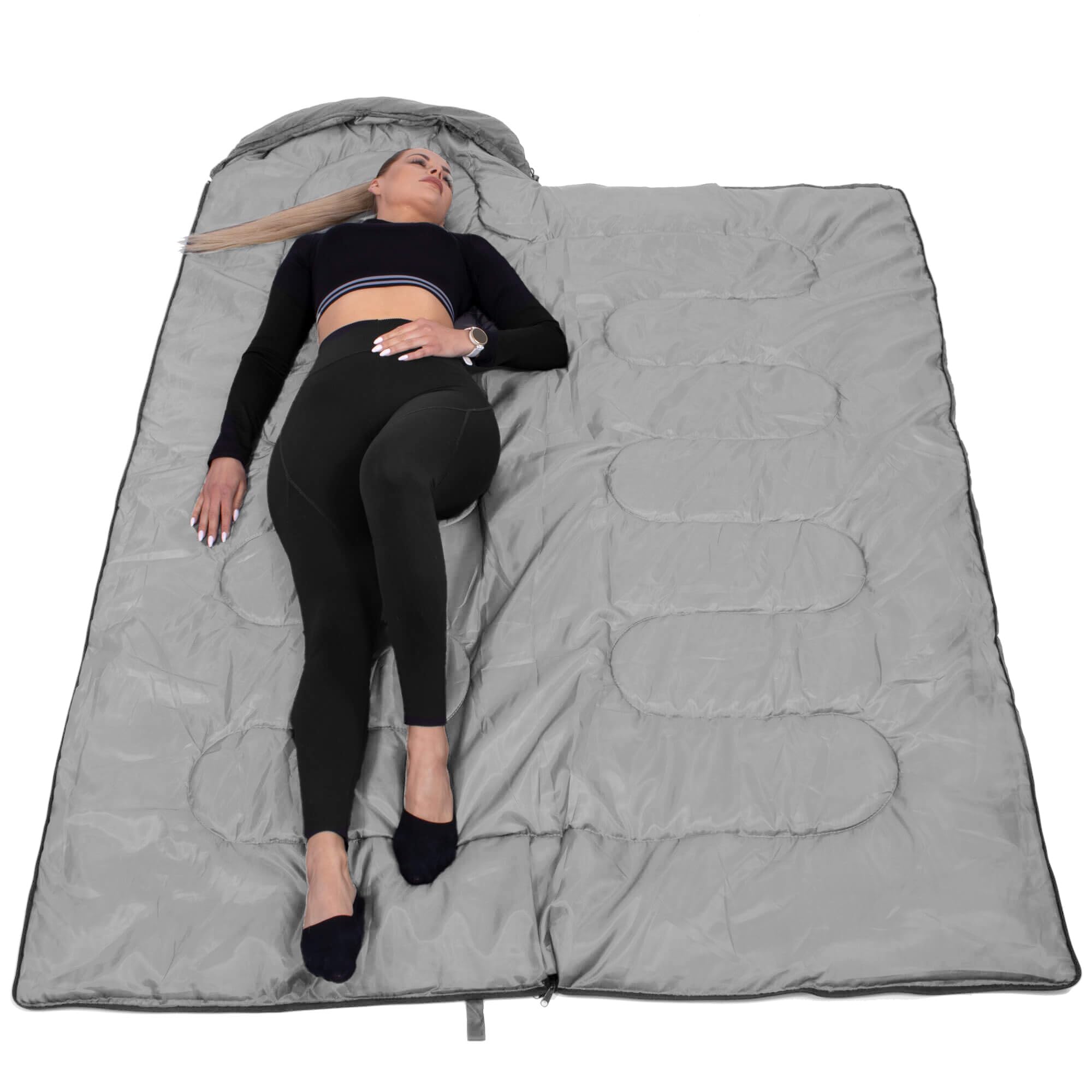 SPRINGOS Schlafsack inkl. Packbeutel 210 x 73 cm Wandern Camping Festival Bettdecke mit Kapuze Sport & Freizeit