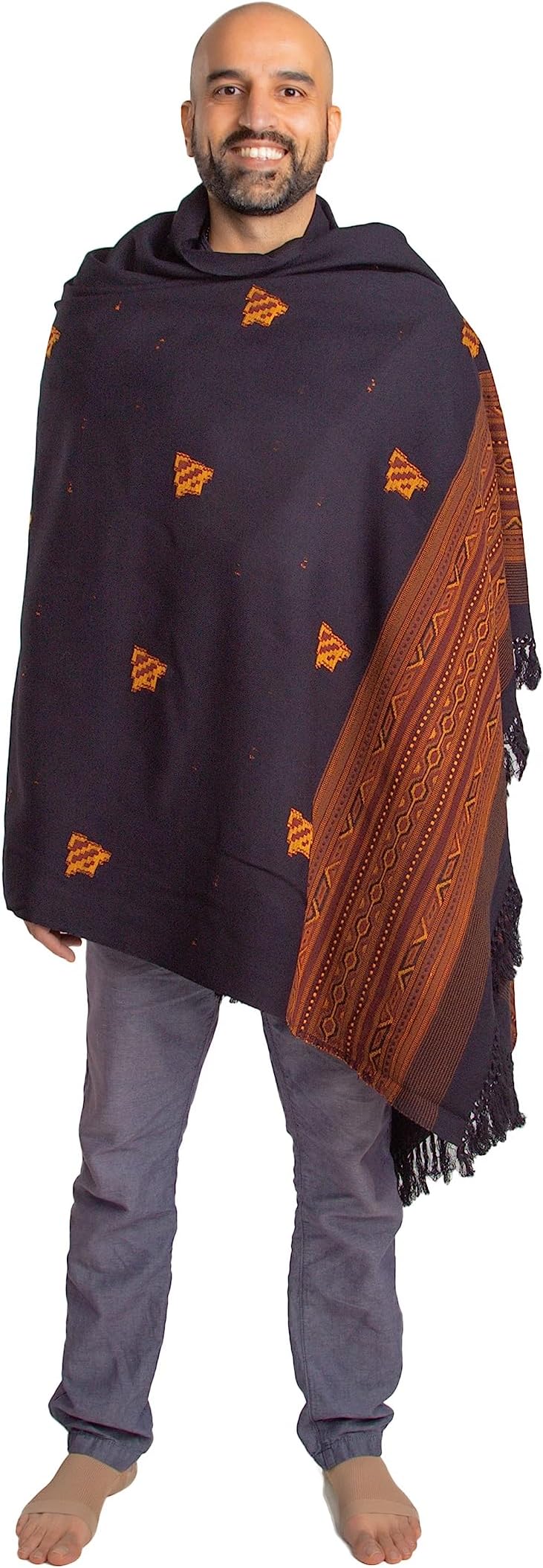 Exotic Vegan Meditation Shawl - Large Unisex Prayer Wrap, Oversize Scarf & Versatile Indian Style Blanket