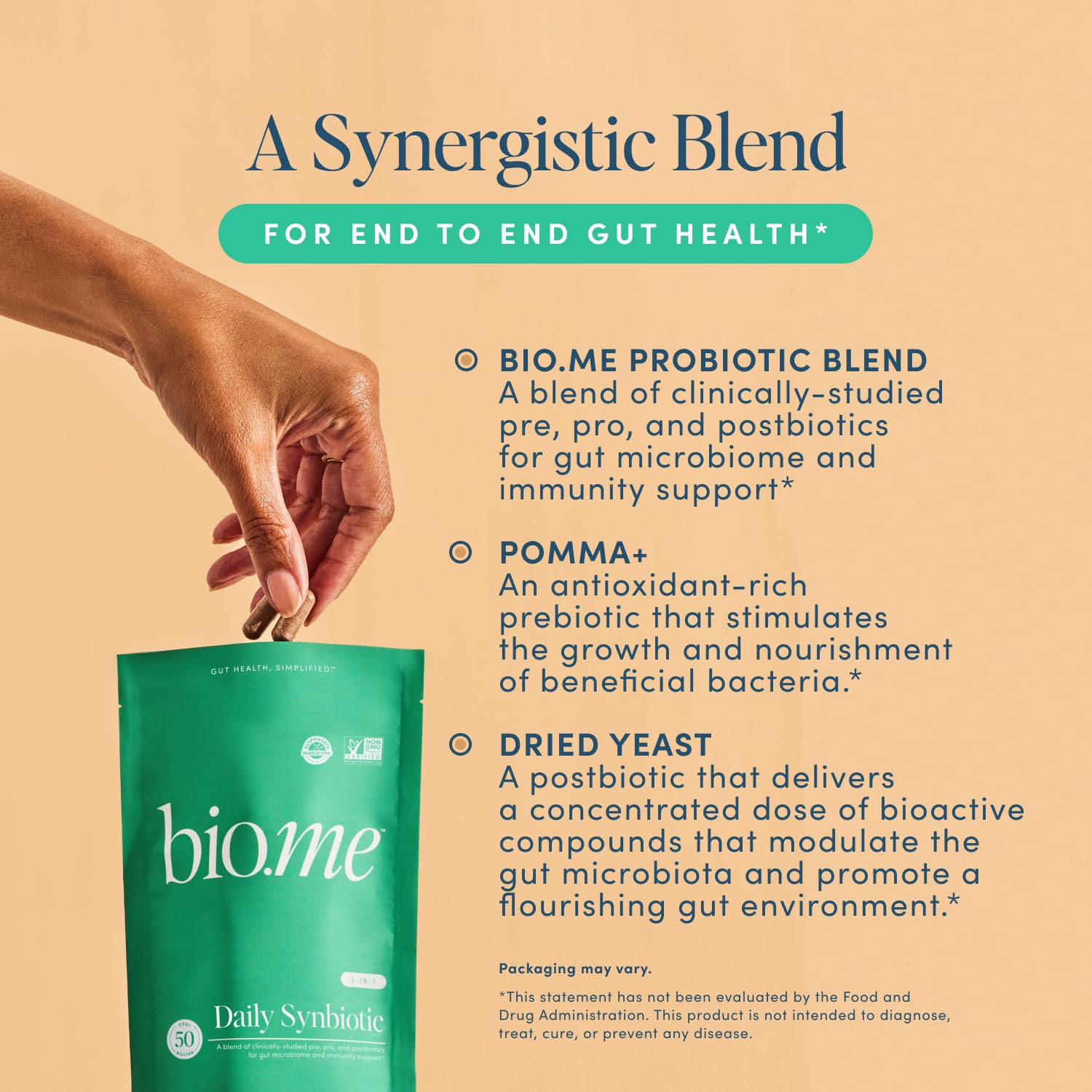 Bio.me Synbiotic 3-in-1, Prebiotics, Probiotics & Postbiotics - 30 Servings — Amazon image 3