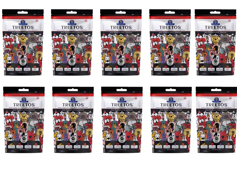 Image of Dr. Pets Pack of 10 (85g Each) Treetos Mix Flavour Dog Treats Soft Chew Sticks | Real Chicken Training Treats | Easy to Digest Puppy Snacks | Healthy Growth Support