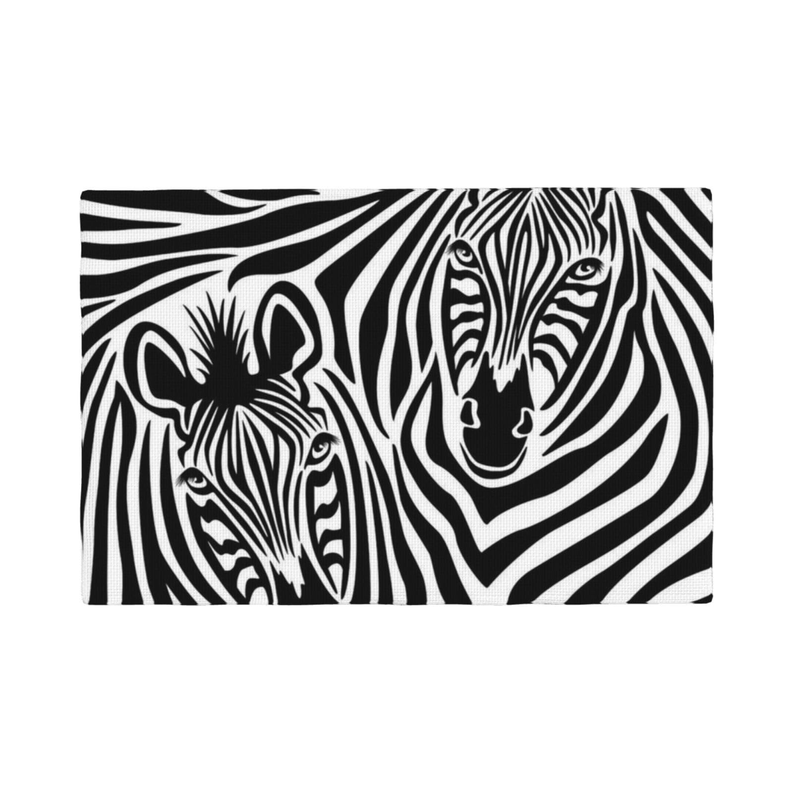 Sets de table en imitation lin Zebra antidérapants et lavables de 30x45 cm pour table de cuisine