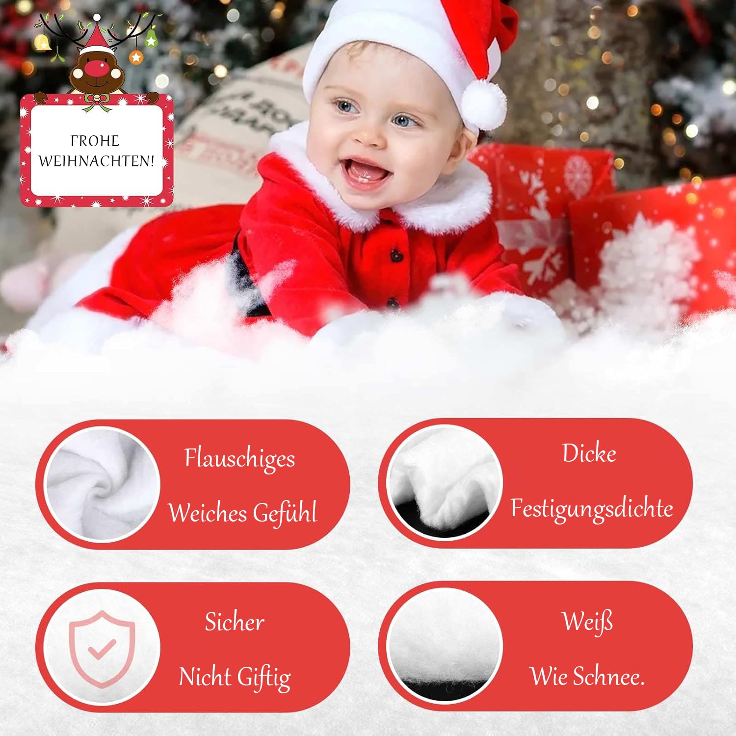 ASOENTIWOX Schneedecke Deko (80x300cm) Weihnachten Kunstschnee, Schneewatte, Kunstschnee Matte, Schneewatte Deko, Deko Schnee Weihnachten Dekoration für Weihnachtsdorf Deko, Weihnachtsbaum Blanket Küche, Haushalt & Wohnen