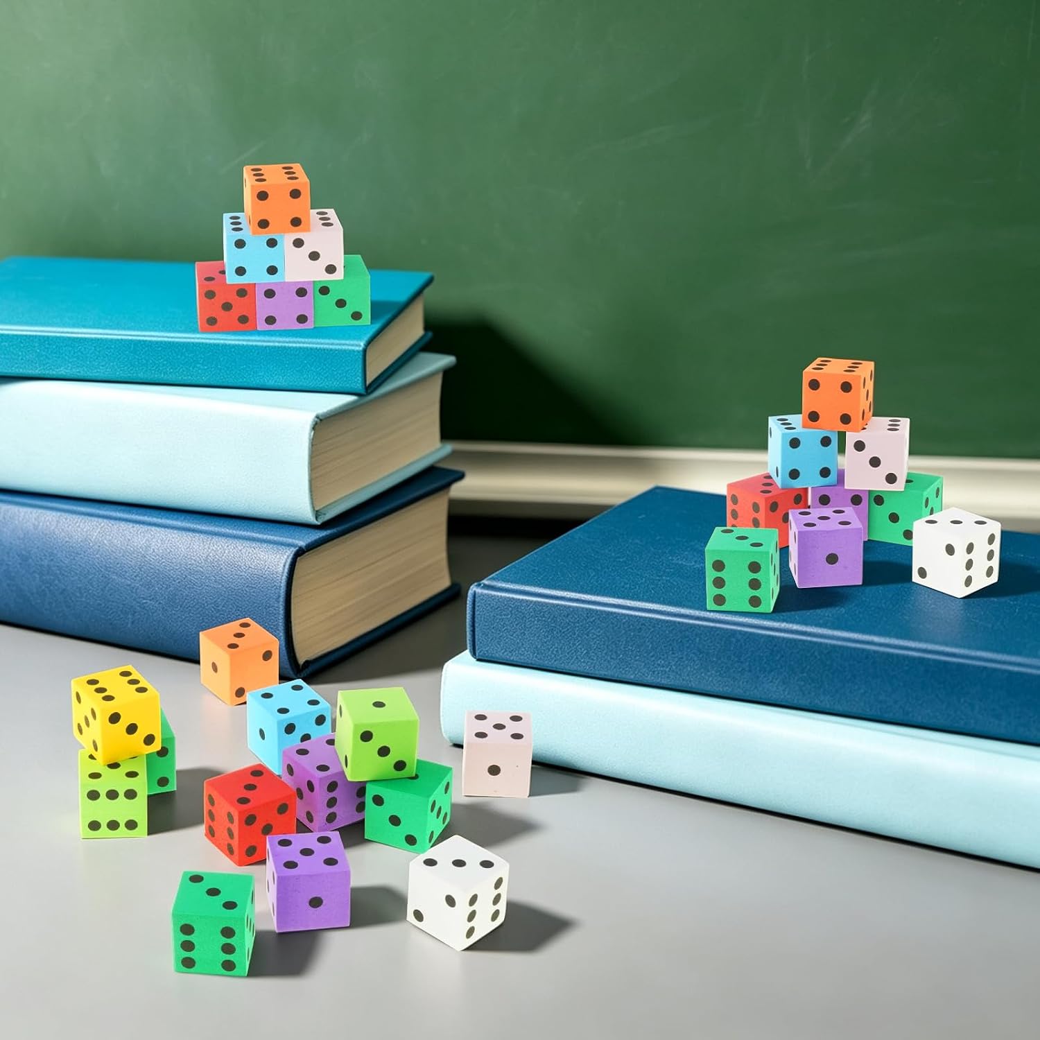 100 Pcs Foam Dice, Soft Small Dice Cubes with Number Dots for Classroom Teaching Supplies for Classroom, Party Favors & Birthday Gifts, 10 Colors (100)