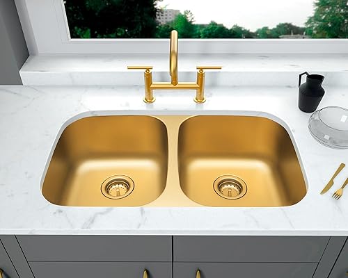 Miniatura 9 de LQS Fregadero de cocina de 32 x 18 pulgadas, fregadero de cocina de acero inoxidable, fregadero de cocina profundo, fregadero de cocina de acero