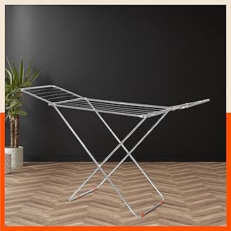 Bathla Mobidry Flex Foldable Cloth Drying Stand | 3 Way Folding, 17 Drying Rails, 42 Feet Drying Length | Heavy-Duty & Lightweight | 2 Year Warranty (Silver)