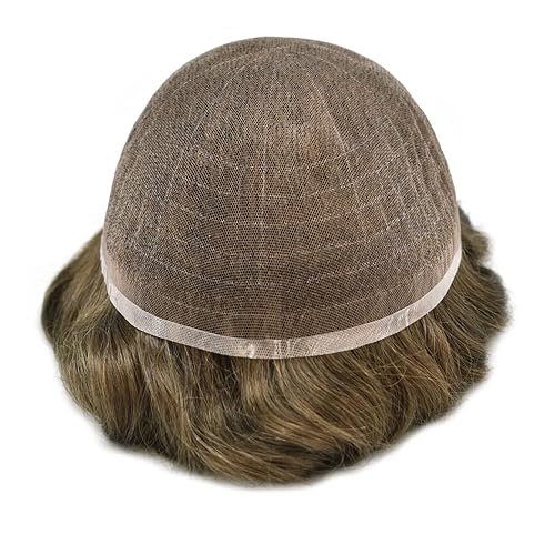 Miniatura 4 de Toupee para hombres Sistema de reemplazo de cabello de encaje suizo suave para hombres Piezas de pelo para hombres Sistema de cabello para hombre