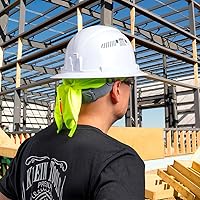 Vista 4 de Klein Tools 60546 Cooling Do Rag - Gorra de calavera para debajo del casco, absorbe el sudor en amarillo de alta visibilidad, paquete de 2