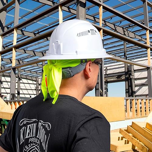 Miniatura 4 de Klein Tools 60546 Cooling Do Rag - Gorra de calavera para debajo del casco, absorbe el sudor en amarillo de alta visibilidad, paquete de 2