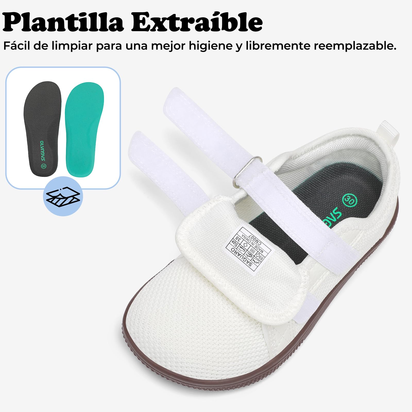 SAGUARO Zapatillas Barefoot Niños Calzado Deportivas - Puntera Ancha & Zero-Drop Sole para Adecuado Colegio y Causal,Gr.25-35