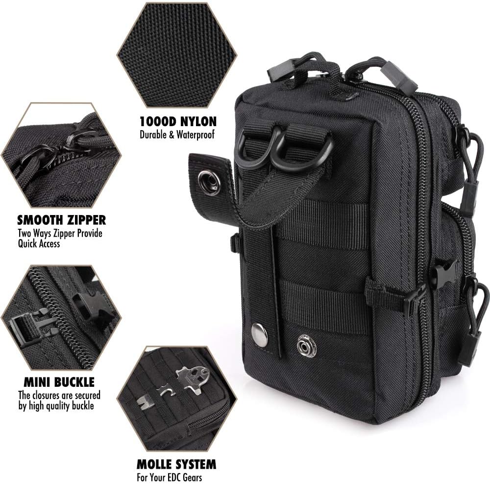 LIVANS Tactical Molle Utility Pouch, EDC Tool Pouch Tactical Phone Pouches Mini Waist Pouches Medical EDC IFAK Pack Mini Design of 3-Day Backpack - Image 5