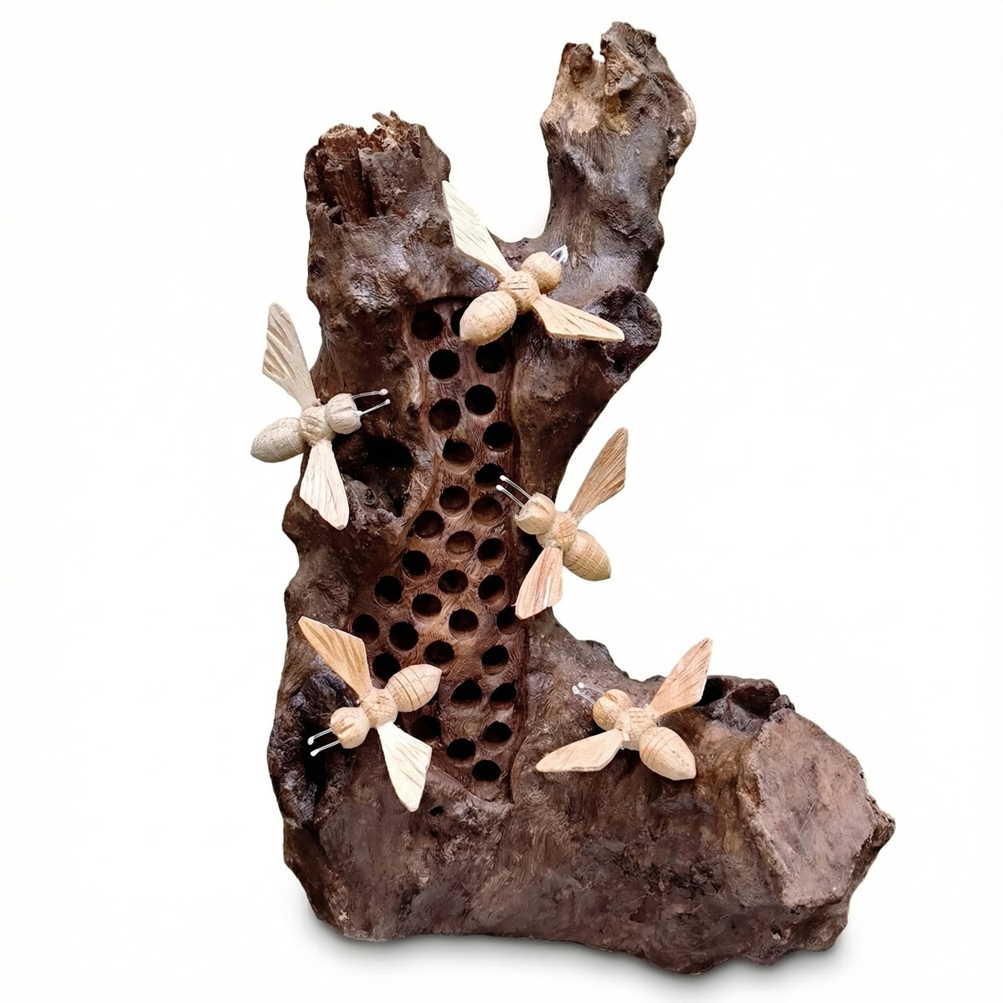 ART-CRAFT Dekoratives Bienenhotel aus Treibholz – Handgeschn