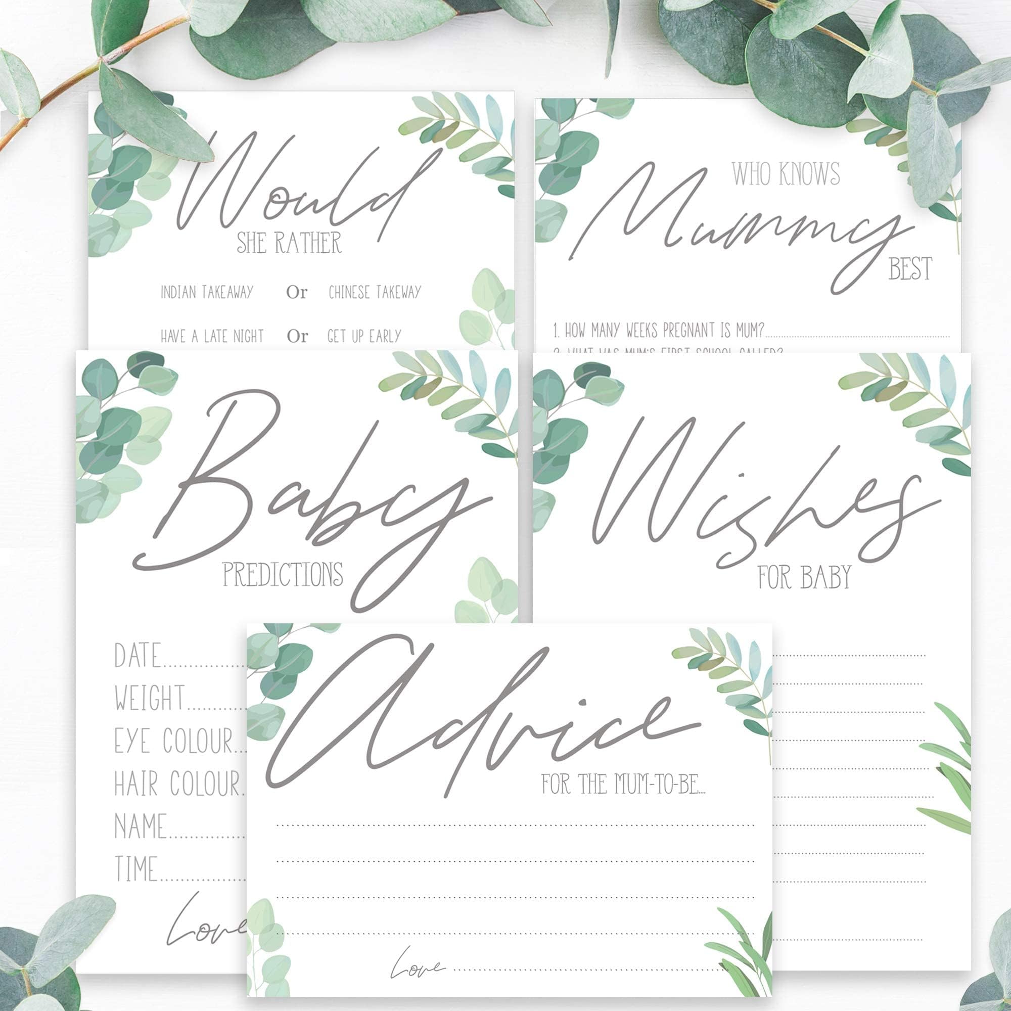 Little Angels JamboreeBaby Shower Games - The Ultimate Big Baby Shower Game Bundle 5 in 1 BOTANICAL Boho Design