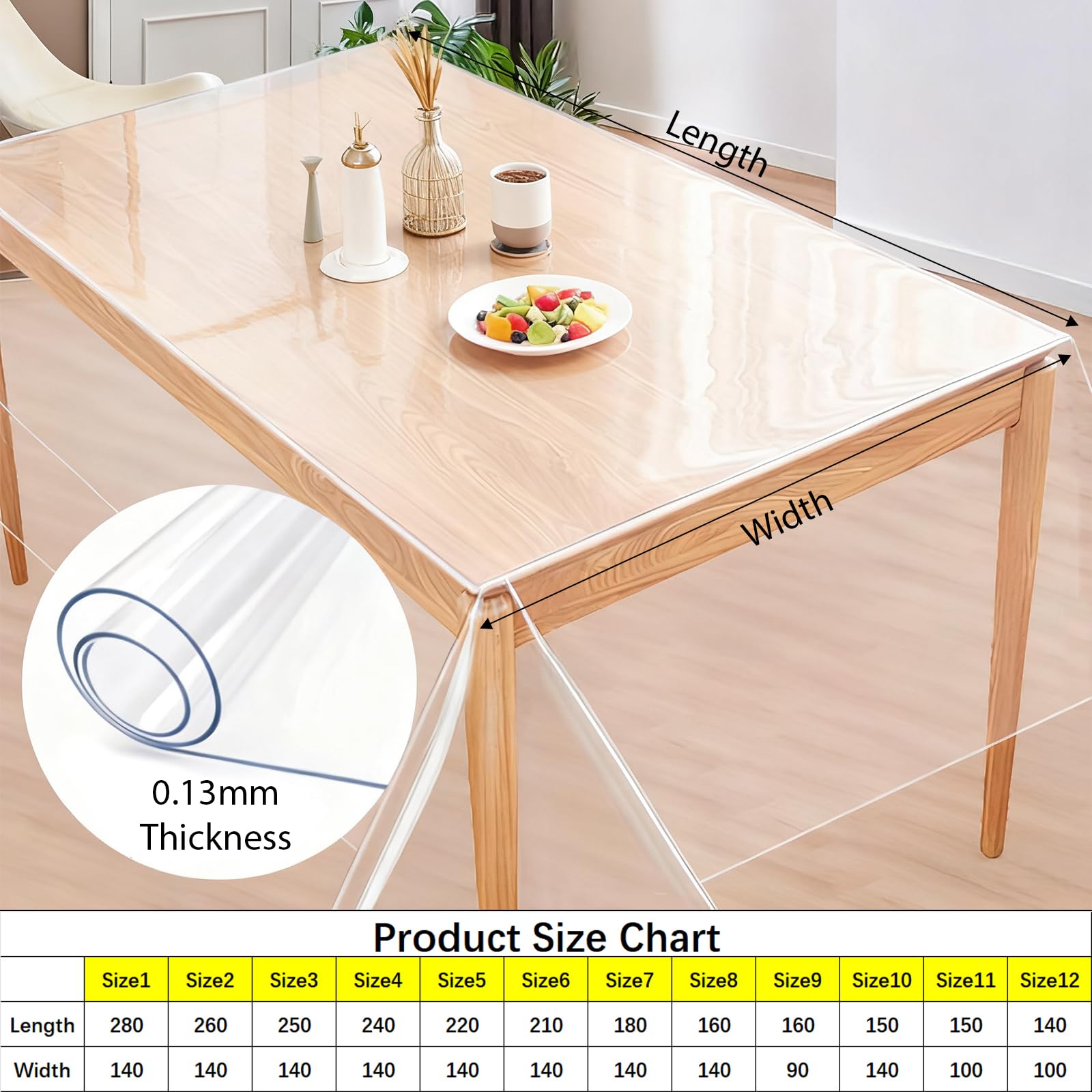 Nortufting Nappe Transparente - Largeur 180 cm - épaisseur 0,30 mm - Nappe Carrée 180 x 180 cm - Nappe Ronde 178 cm - Livré sur Tube en Carton (sans Plis) (Ovale 180 x 300 cm