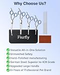 6-in-1 Ciseaux de grooming pour chiens - Kit professionnel de coupe de cheveux en acier inoxydable avec des conseils arrondis de sécurité, poignées ergonomiques Soft-Grip pour petits & Grands chiens, chats