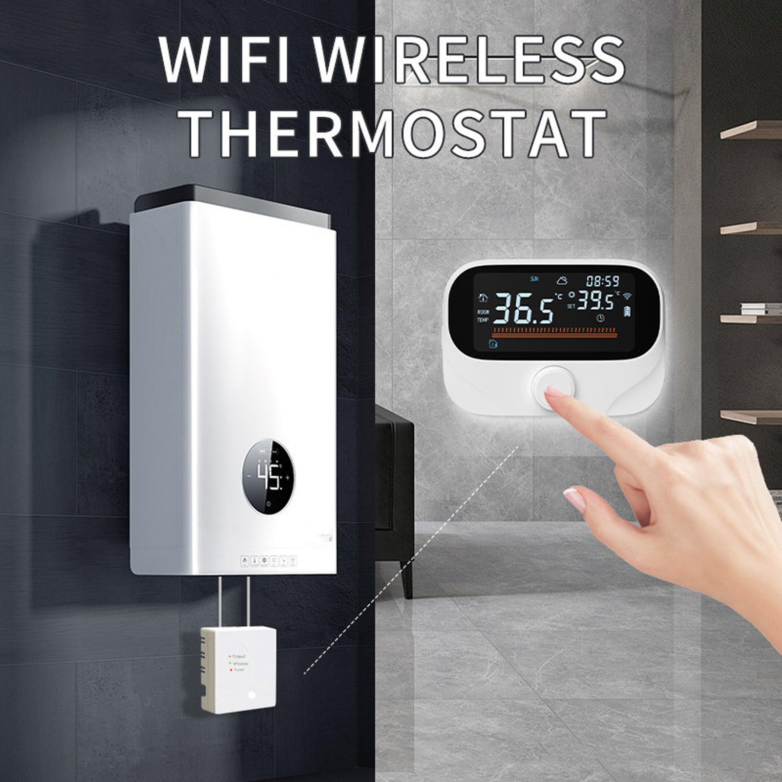 Rengue Inteligentny Termostat Kotła WiFi Bezprzewodowy Regulator Temperatury z Pilotem Aplikacji Programowalne Pokrętło Planowania Regulacja Stopni Celsjusza do Fahrenheita dla Ogrzewania Domu