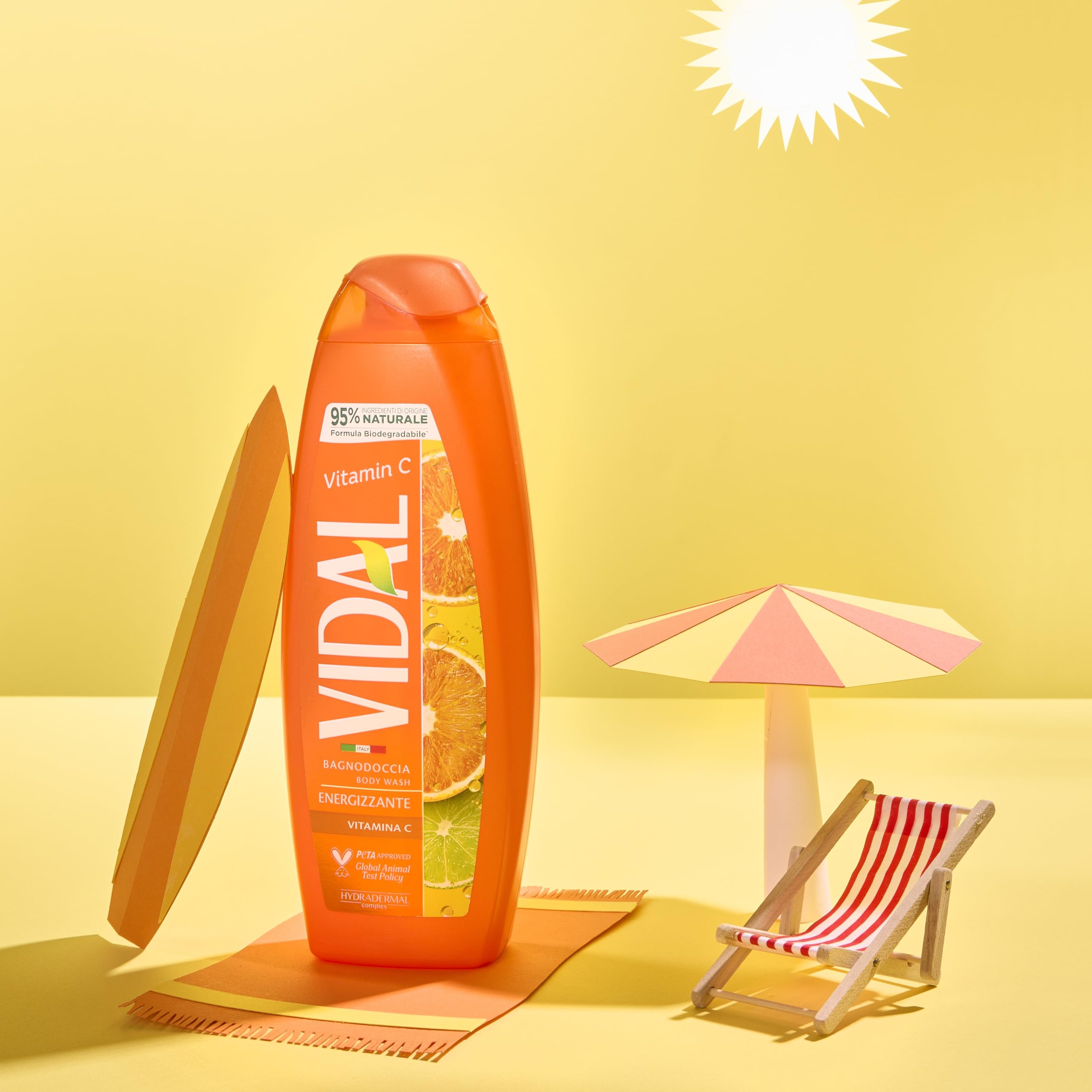 Vidal - Docciaschiuma Vitamina C, Formula Energizzante, Fragranza di Arancia e Lime, Dermatologicamente Testato, 250ml - 3