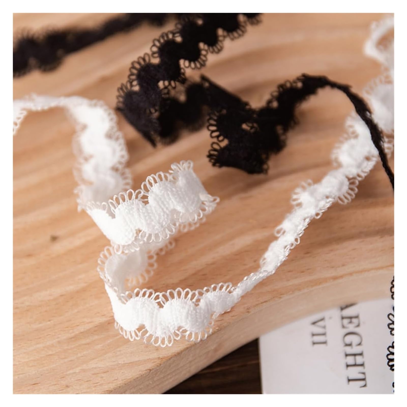 Cinta de encaje, tela de encaje, cinta de encaje elástica, cinta de borde de encaje, cinta decorativa para álbumes de recortes, decoración de boda (blanco)