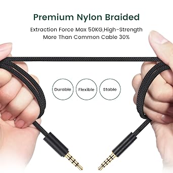 weishan G Pro X Cord, Detachable Gaming Headset Cable Replacement for Logitech G Pro / G433 / G233, 3.5mm(1/8) Nylon Braided Wire with Inline Mute Switch and Volume Controller, 6ft Long
