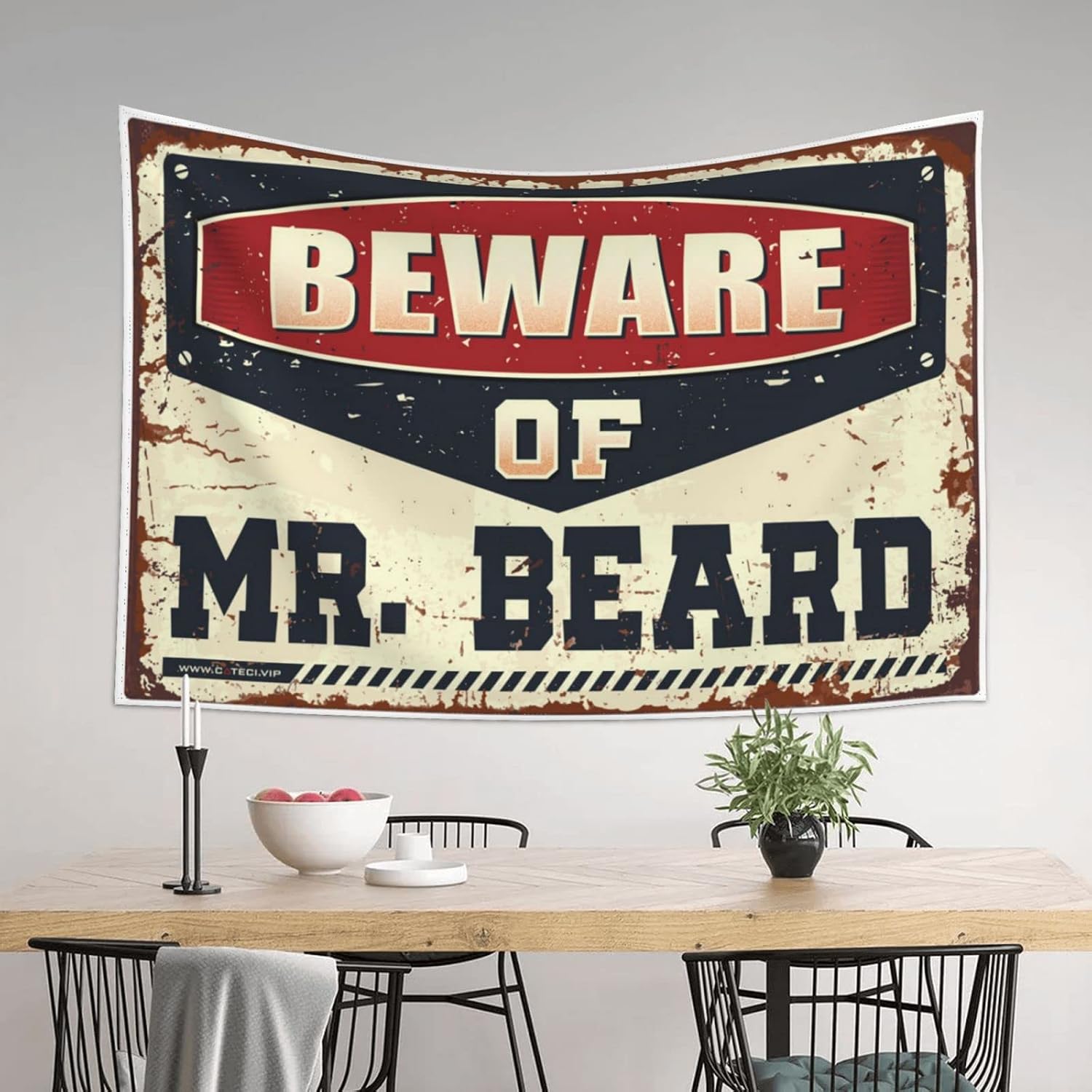 Boys Room Decor Teenager Beware Of Mr. Beard Tapestry Funny Bar Decor Funny Bar Decor(100X150CM)
