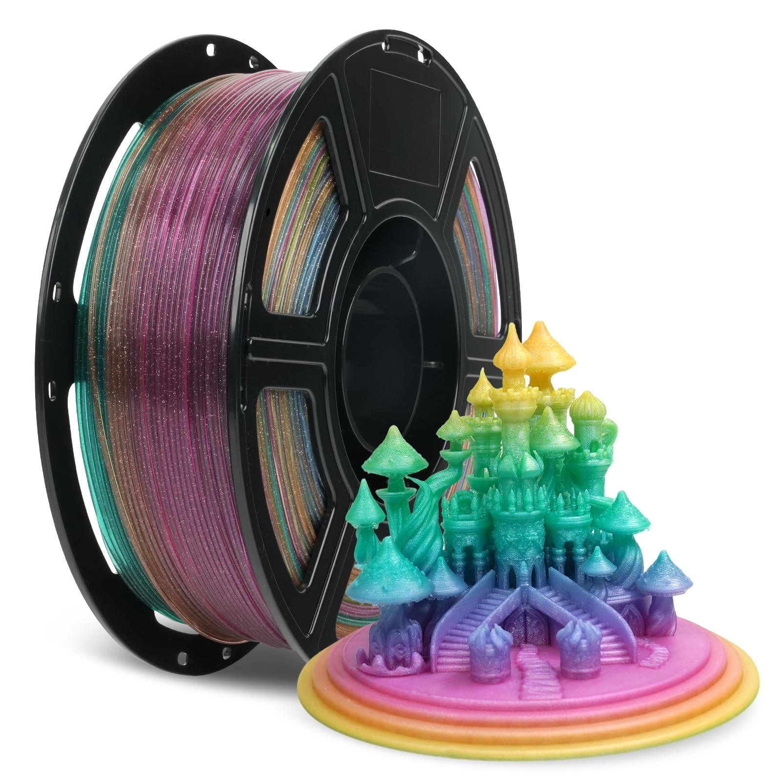 FLASHFORGE Rapid PLA Filament 1.75mm Chameleon Rainbow Candy, Max 500mm/s High Speed Printing,3D Printer Filament 1kg (2.2lbs) Spool, Enjoy