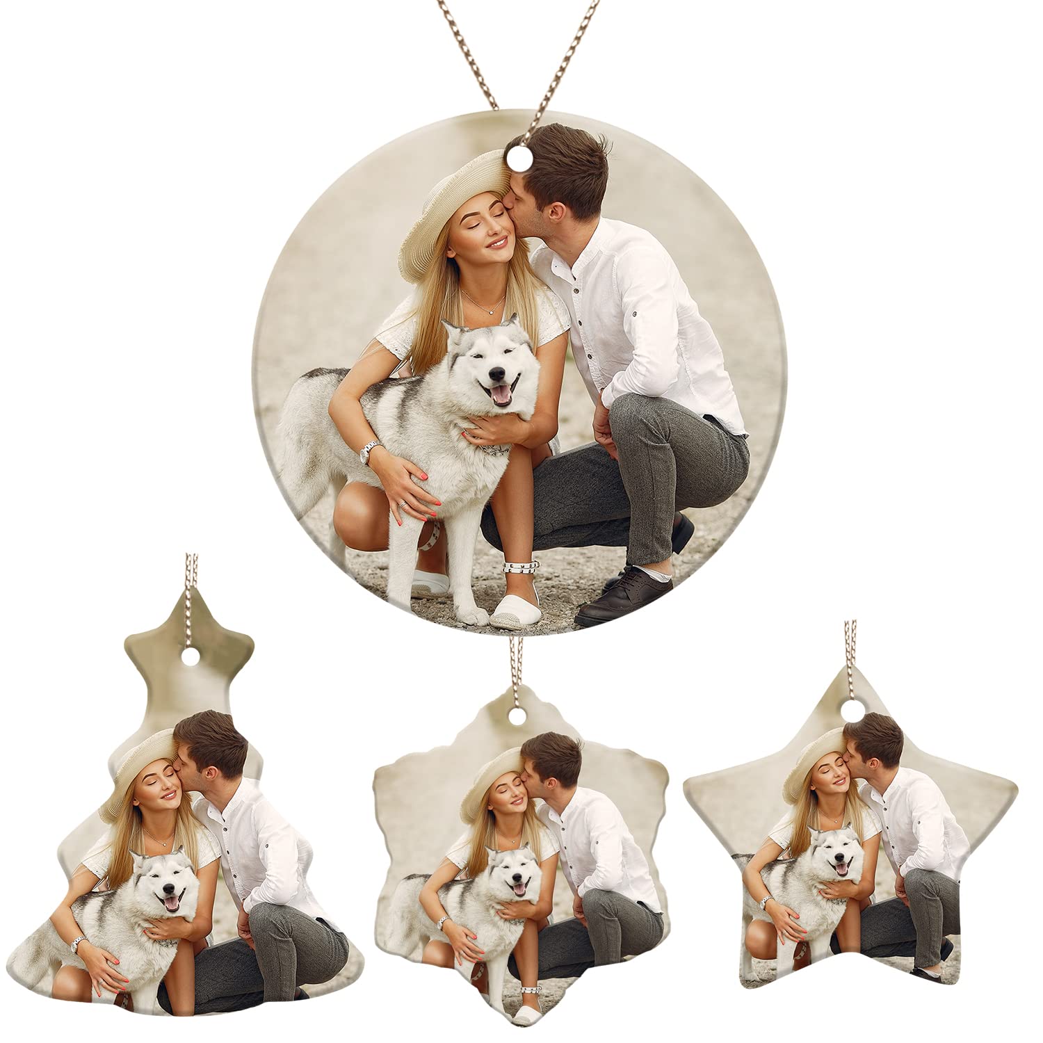 Smile Art Design Personalized Photo Ornament 2023, Ceramic Christmas Ornaments, Custom Christmas Picture Ornament, Round