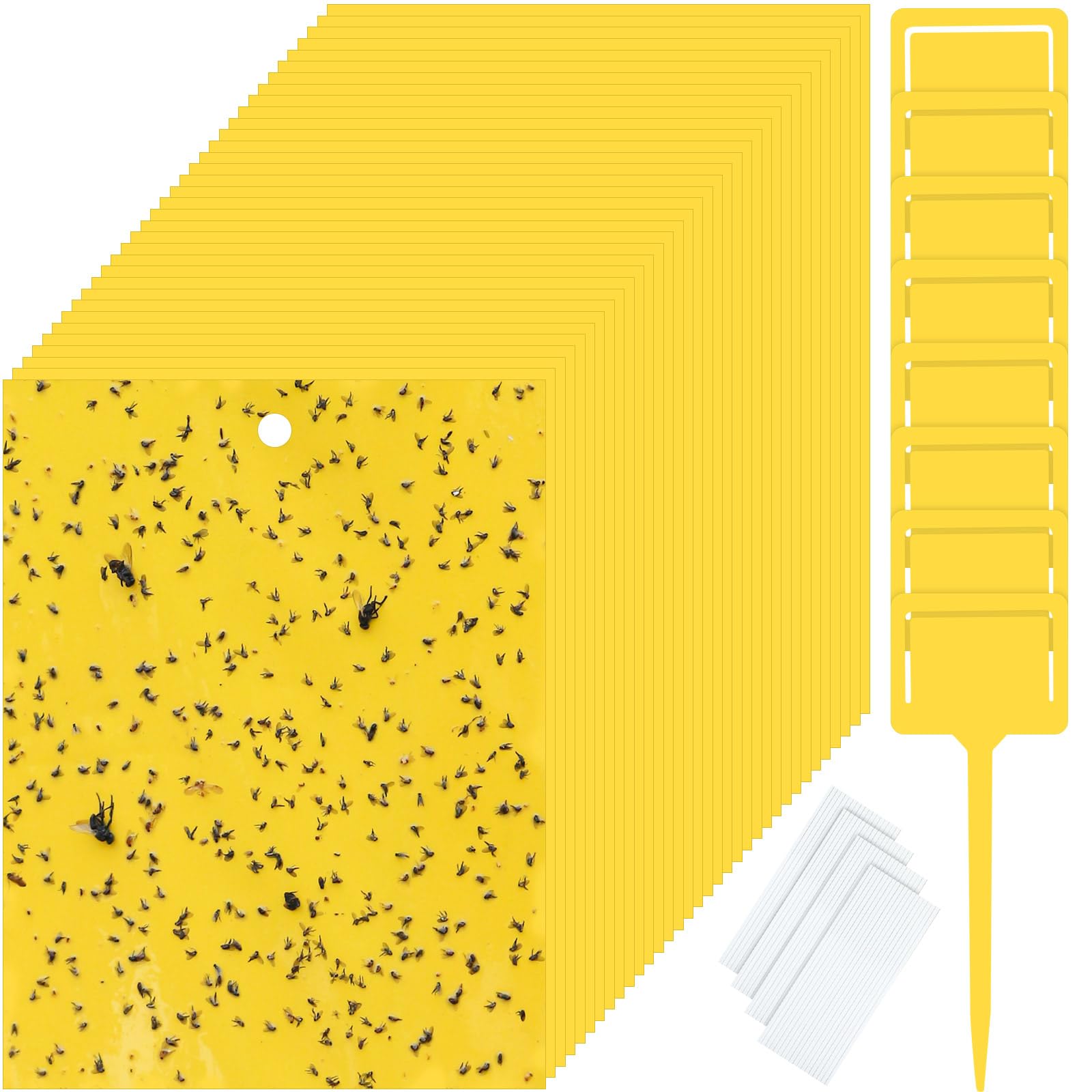Qualirey 250 trampas adhesivas amarillas para mosquitos, trampas de mosquitos de doble cara de 6 x 8 pulgadas para plantas de interior y exterior, tarjetas adhesivas para moscas de la fruta, moscas