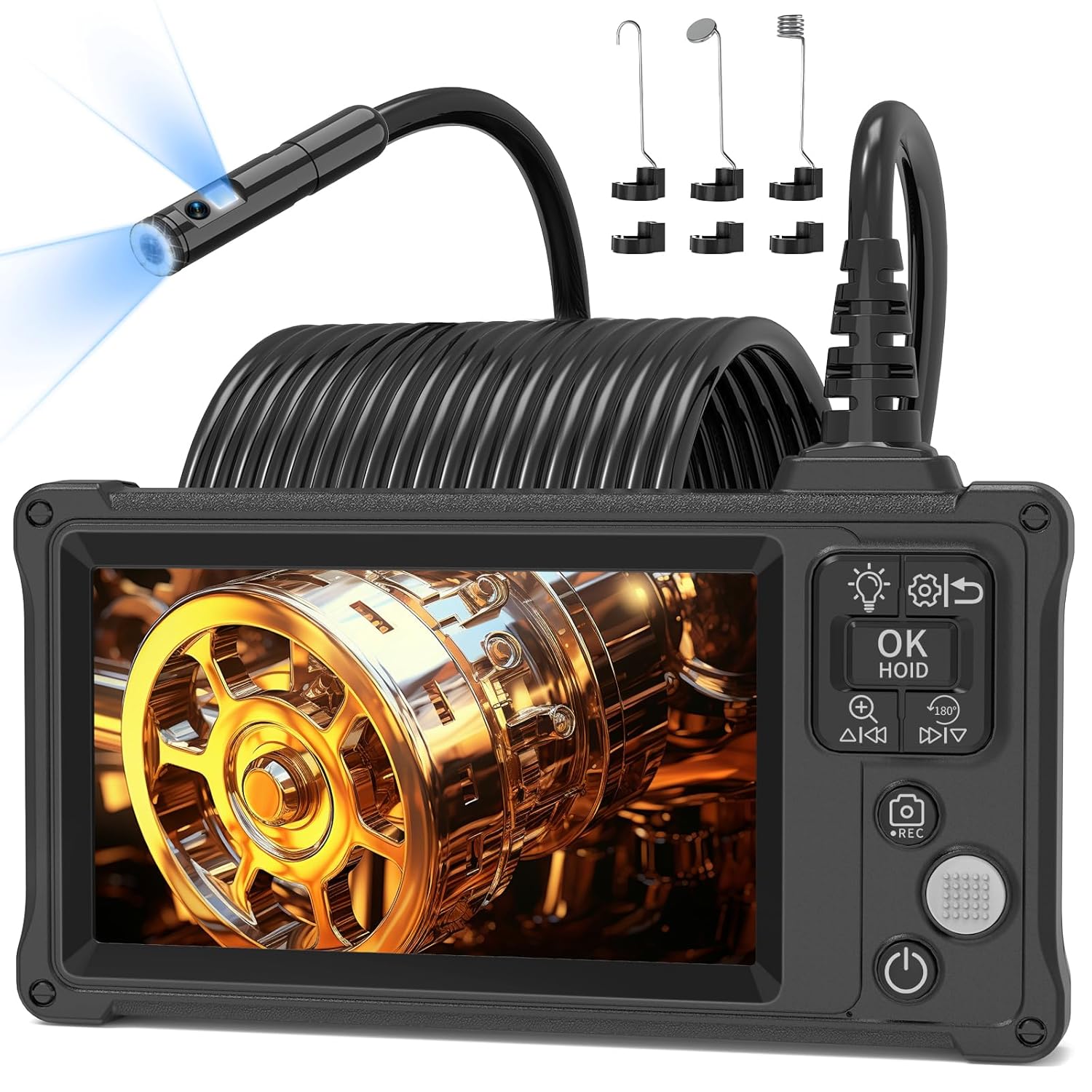 Dual Lens Endoscope Inspection Camera, Ennovor 5.0 Inch IPS Screen