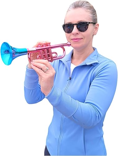 Miniatura 6 de Trompetas metálicas (13 pulgadas), juguetes musicales de plástico para niños, instrumentos para hacer ruido para fiestas de cumpleaños, deportes,