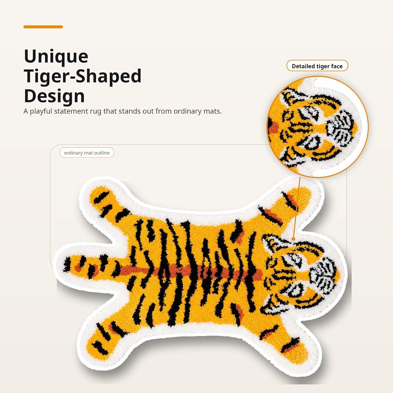 Tiger Bathroom Rugs, Cute Bath Mat, Bathroom Decor, Yellow/Pink Bath Mat image 3