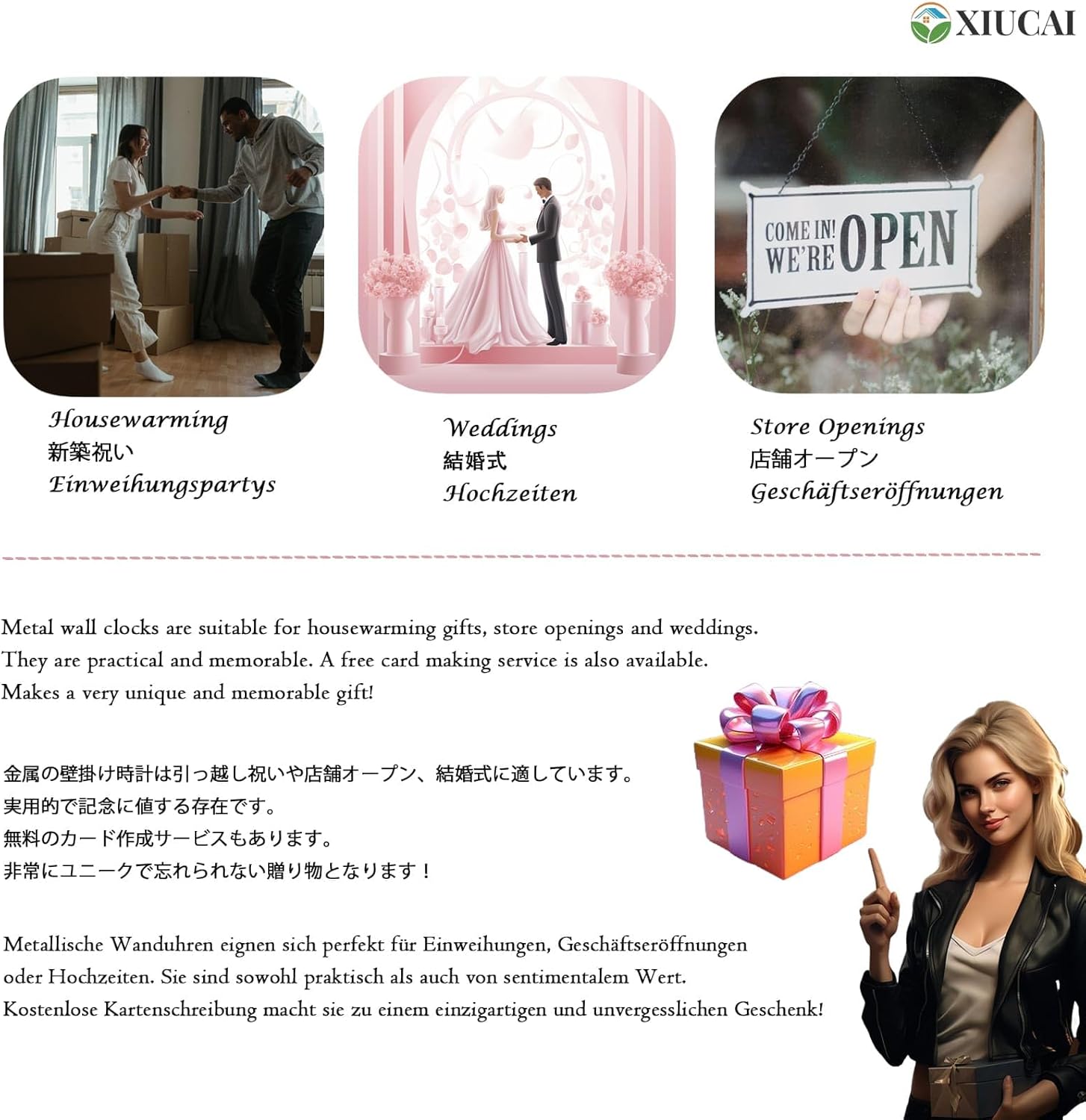 Modern Black Pendulum Wall Clock with Bird Design - Silent Non-Ticking Movement, Large Dials for Living Room and Office Decor,A