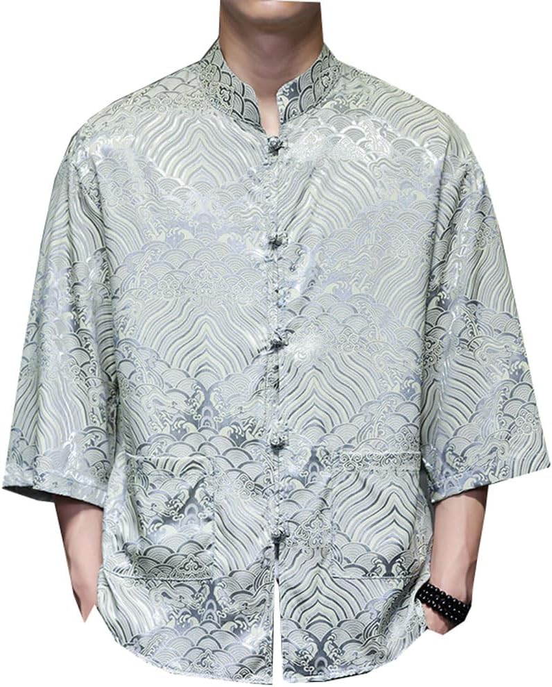 Men's Tang Suit Top Loose Hanfu Tai Chi Zen Clothes