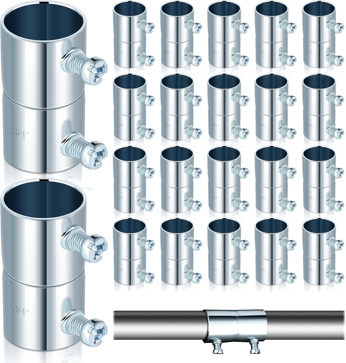 Gisafai 20 Pcs 3/4 Emt Coupling Conduit Fittings Screw Coupling for 3/4 Inch Electrical Fittings Galvanized Steel Emt Conduit Screw Connector