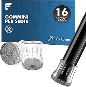 shinfly 16 Pezzi Gommini per Sedie Rotondi, Feltrini Sedie Silicone 10 ...