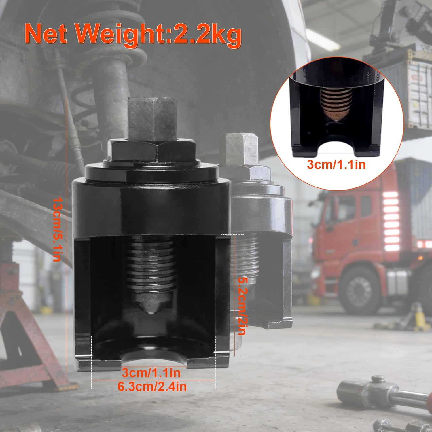 Truck Ball Joint Removal Tool 30mm Universal Ball Joint Puller Heavy Duty Ball Joint Separator Extractor One Piece Molding, Top Bead Design Suitable for Semi-Truck, Van, Bus, SUV