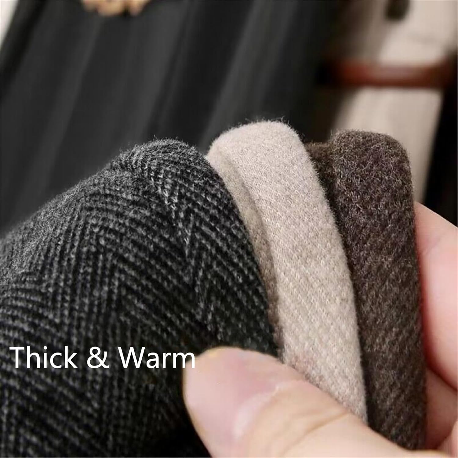 Women's Wool Blend Straight Leg Pants – High Waisted Thick Warm Trousers for Fall Winter, Casual Office Long Pants