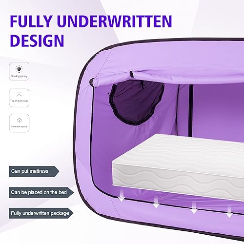 Miniatura 2 de Tienda de campaña desplegable para privacidad, para uso en interiores, toldo para cama para dormir, con puerta doble y ventana de malla mosquitera