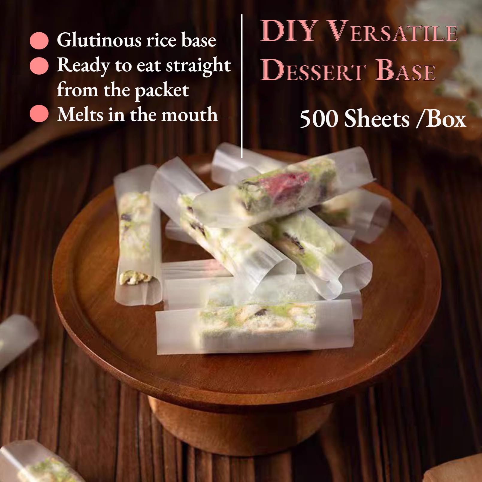 Fogli Di Riso Alimentari, Carta Commestibile Wafer Paper, Torrone Paper, Carta per Cialde, Fogli per Confezionare Caramelle Fatte A Mano(500 Pezzi)