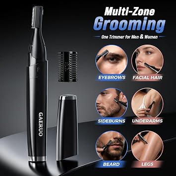 Electric Eyebrow Trimmer for Men Women, Painless Eyebrow Razor with Comb Battery, Dual-Blade Facial Hair Remover, Precision Shaver for Face, Upper Lip, Beard, Sideburns, Body, 30 Pivoting Head