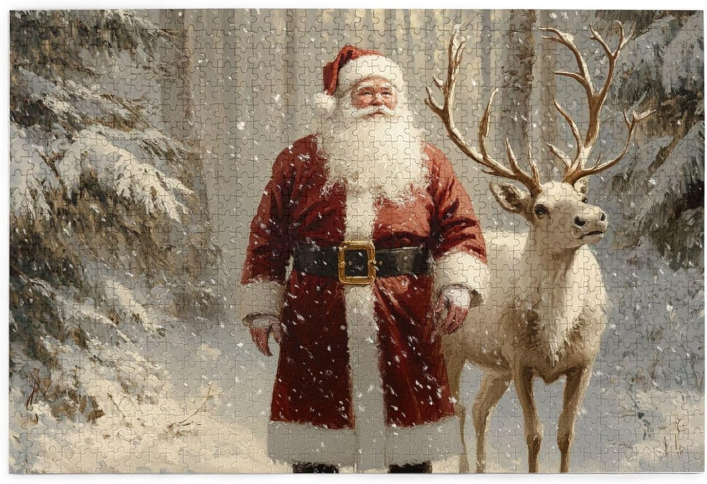 Puzzles 1000 Pieces for Adults, Santa Claus & Reindeer Puzzle, Educational Game Challenge Toys, Challenging, DIY Wall Art Decoration, Create A Christmas Atmosphere