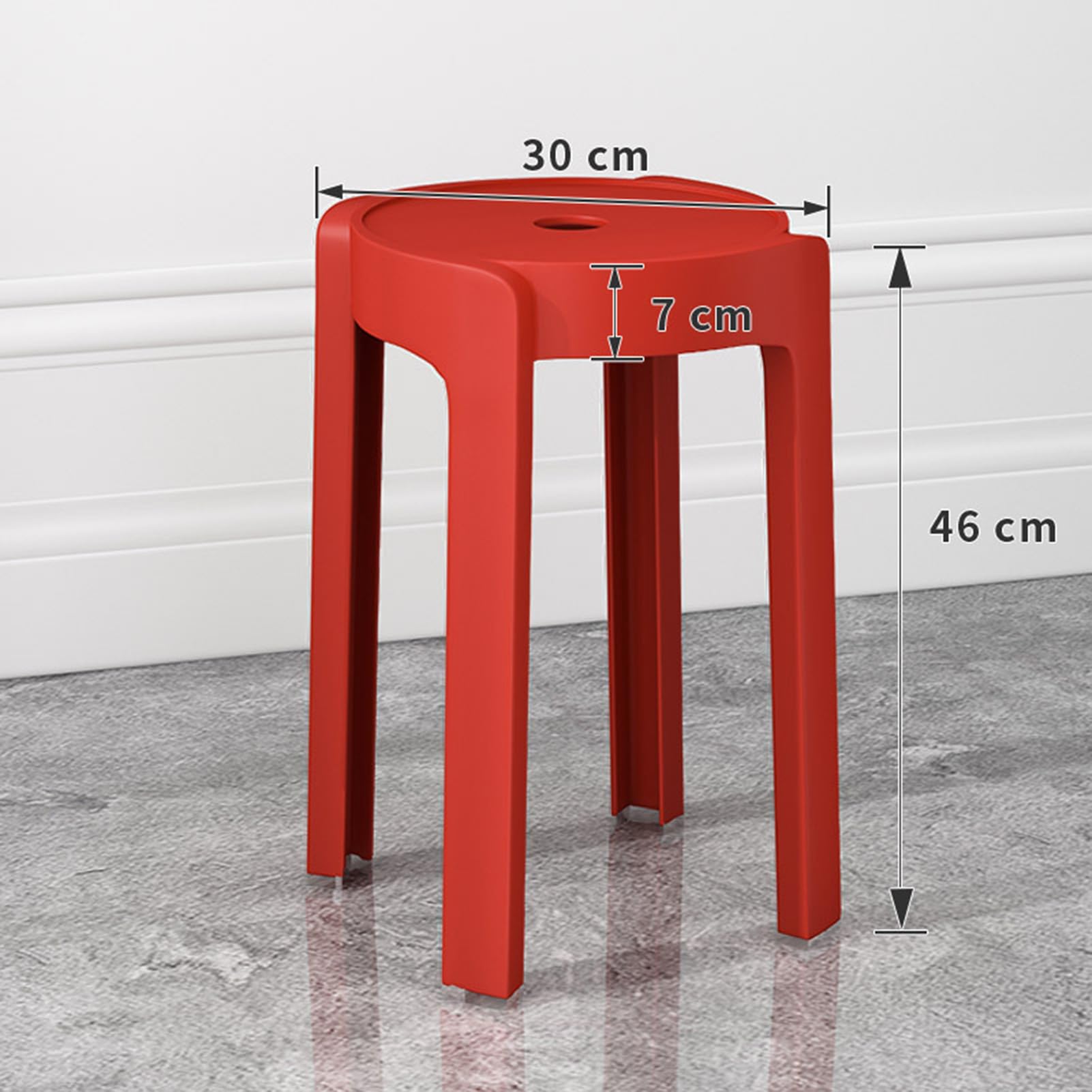 6er Set Stapelhocker aus Kunststoff, runde Sitzhocker stapelbar und leicht, 46 cm Sitzhöhe, Ø 30 cm Sitzfläche, bis 150 kg belastbar, für Küche, Kinder, Schule, Outdoor, Café (6Pcs)