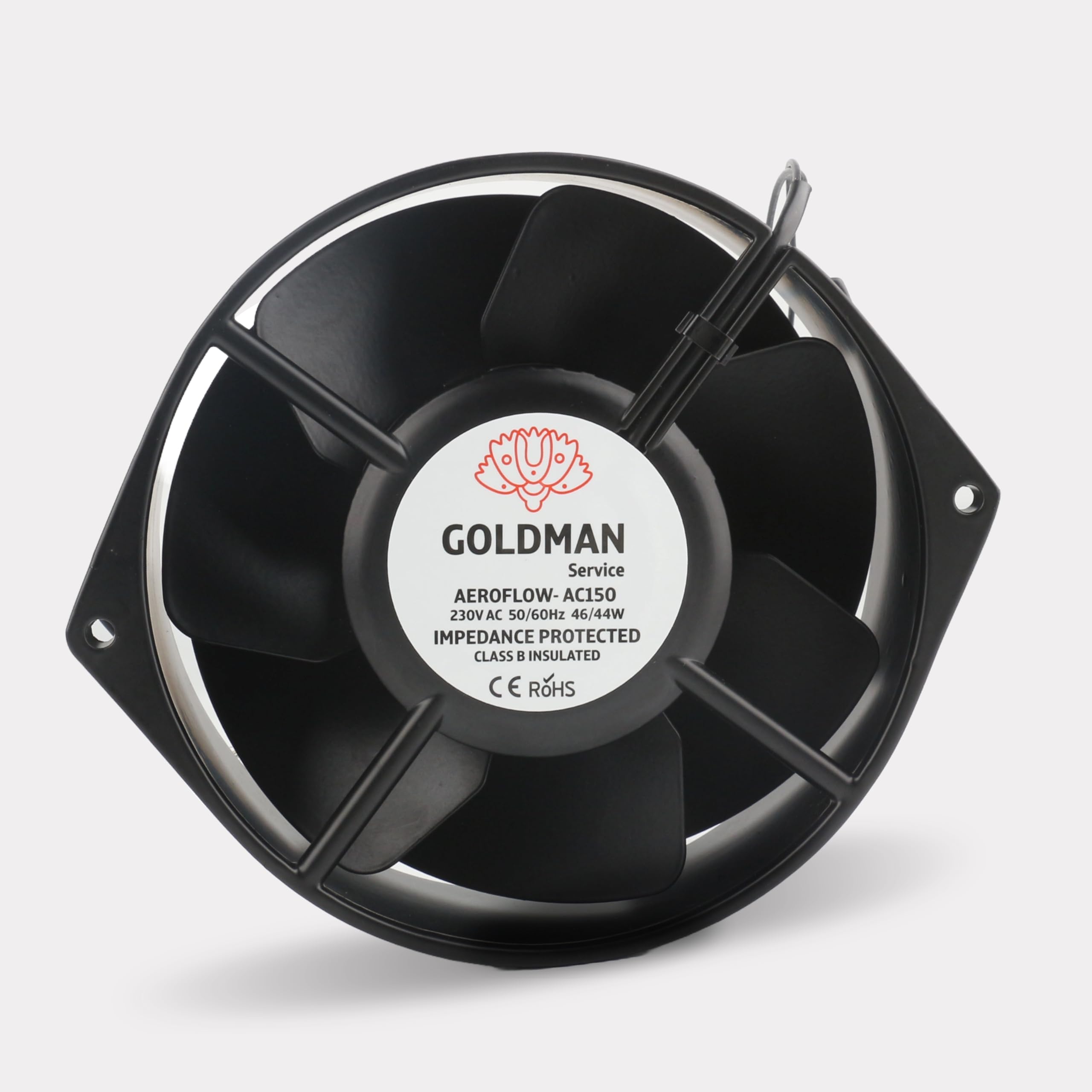 GOLDMAN SERVICE | Ventilateur axial pour ventilation et refroidissement, haut débit d'air, silencieux, pales en métal, roulements à billes, corps en aluminium | Dimensions : 150 x 162 x 55 mm