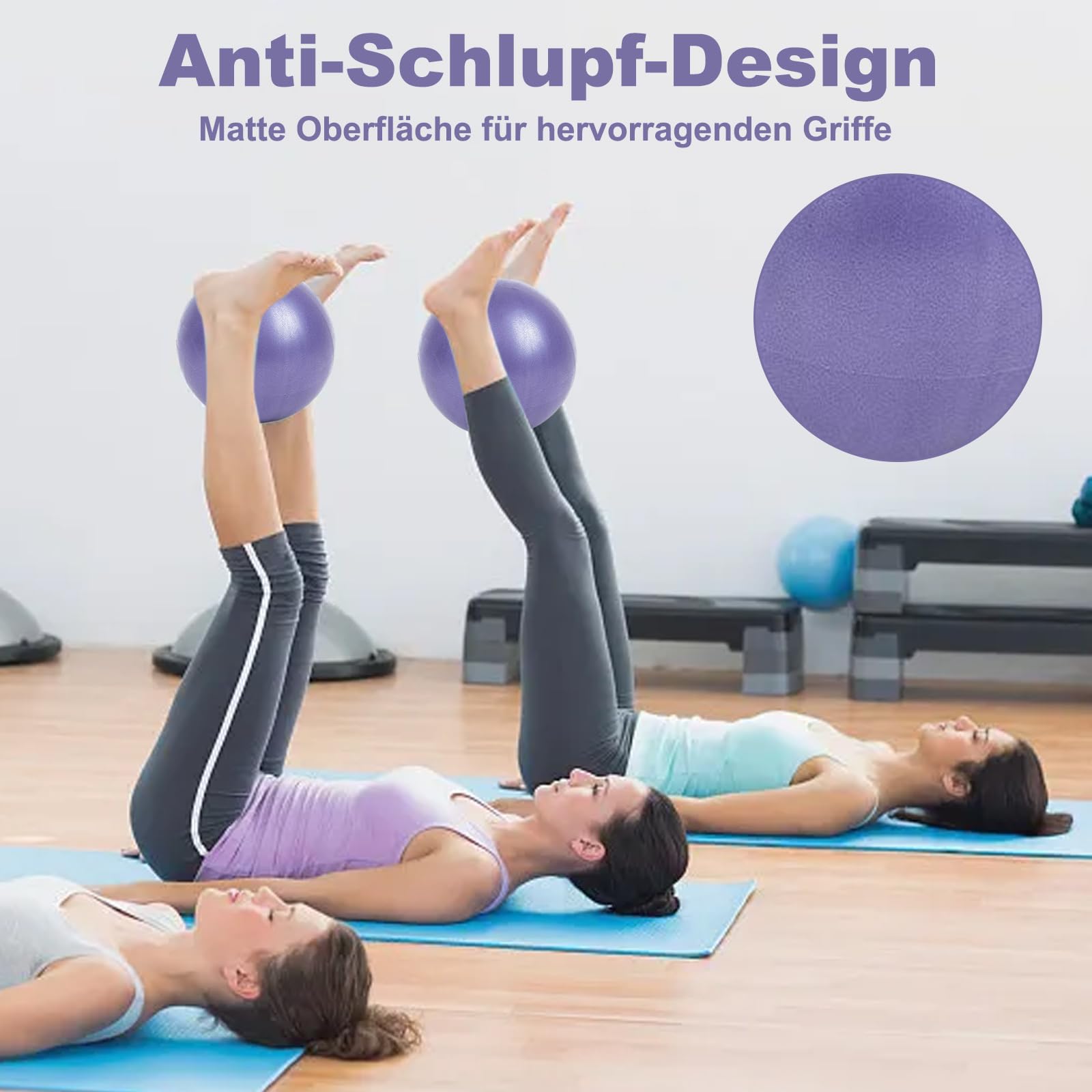 Piłka do pilatesu, 25 cm, piłka gimnastyczna, piłka do jogi do treningu całego ciała, do domu, fitnessu, na siłownię (niebieska, fioletowa)