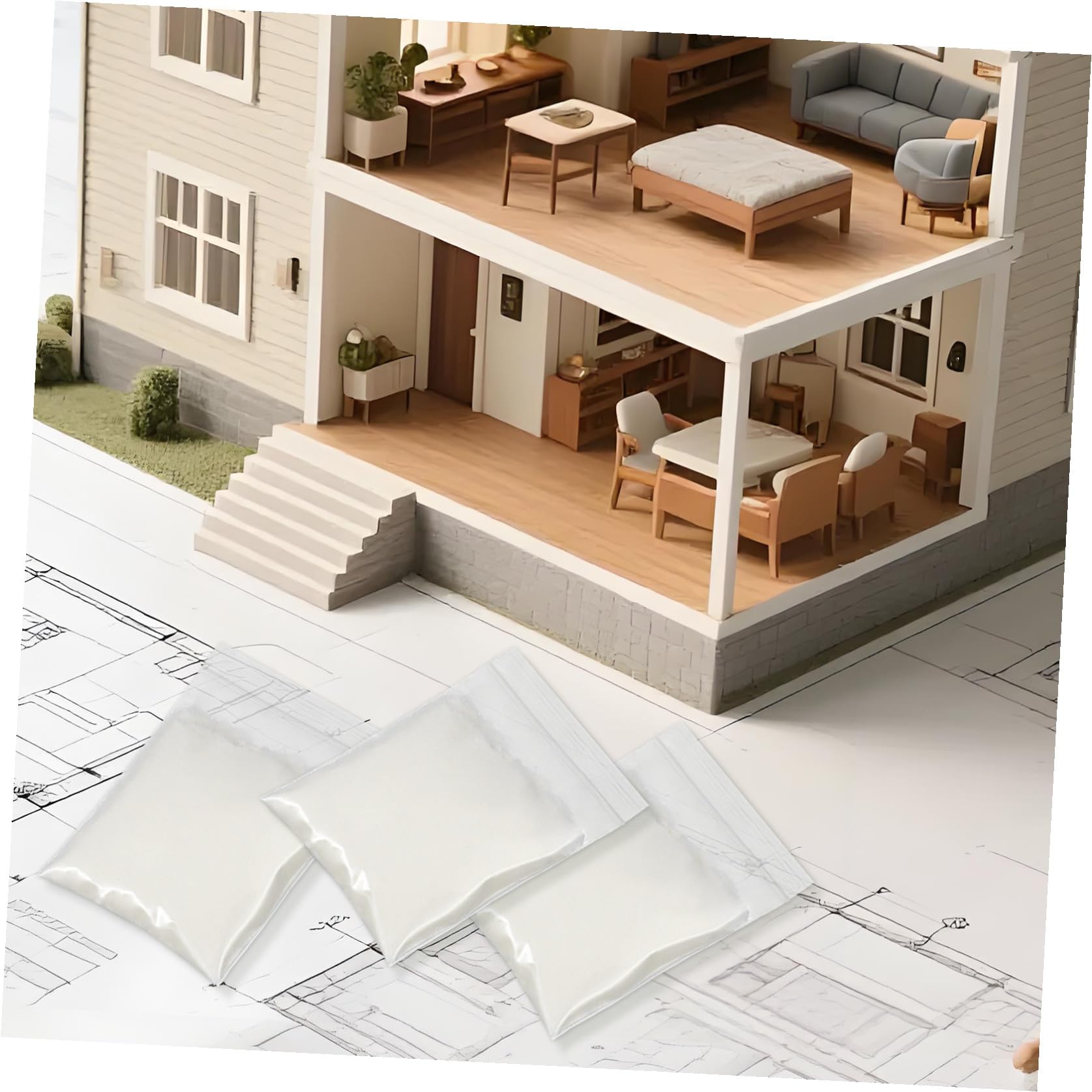 Healvian Mini Cemento Bianco per Case in Miniatura e Mattoni, 20 Borse di Colla Cementizia a Base di Amido di Mais, per Creare Sentieri e Progetti Fai da Te